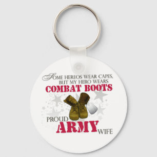 My Hero wears Combat Boots - Army Wife Key Ring