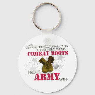 My Hero wears Combat Boots - Army Wife Key Ring
