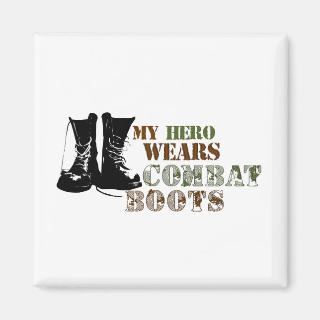 My Hero Wears Combat Boots Magnet (Front)
