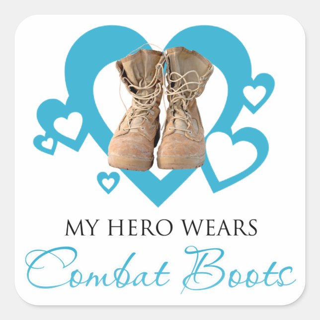 My Hero Wears Combat Boots Square Sticker (Front)