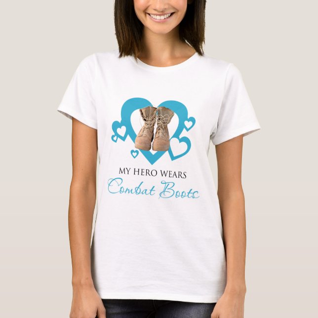 My Hero Wears Combat Boots T-Shirt (Front)