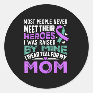 My Heroes I Wear Purple For My Mum Heimer Awarenes Classic Round Sticker