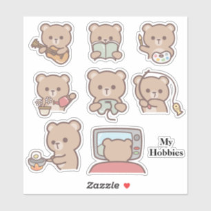 MY HOBBIES. CUTE BEAR STICKERS FOR CRAFTING