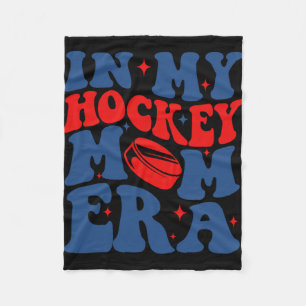 My Hockey Mum Era Groovy Ice Hockey Mum Mama Mothe Fleece Blanket