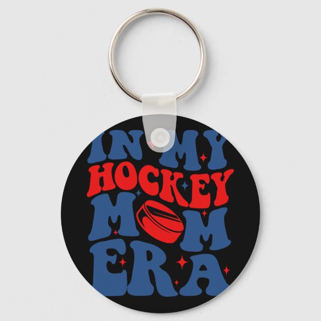 My Hockey Mum Era Groovy Ice Hockey Mum Mama Mothe Key Ring (Front)