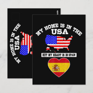 My Home Is In USA My Heart Is In Spain Postcard