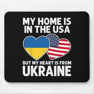 My Home Usa My Heart Ukraine Ukrainian American Pr Mouse Pad