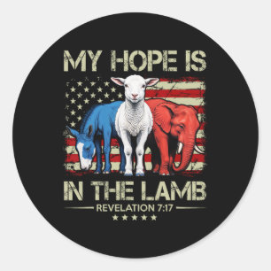 My Hope Is In The Lamb Elephant Donkey Usa Funny S Classic Round Sticker