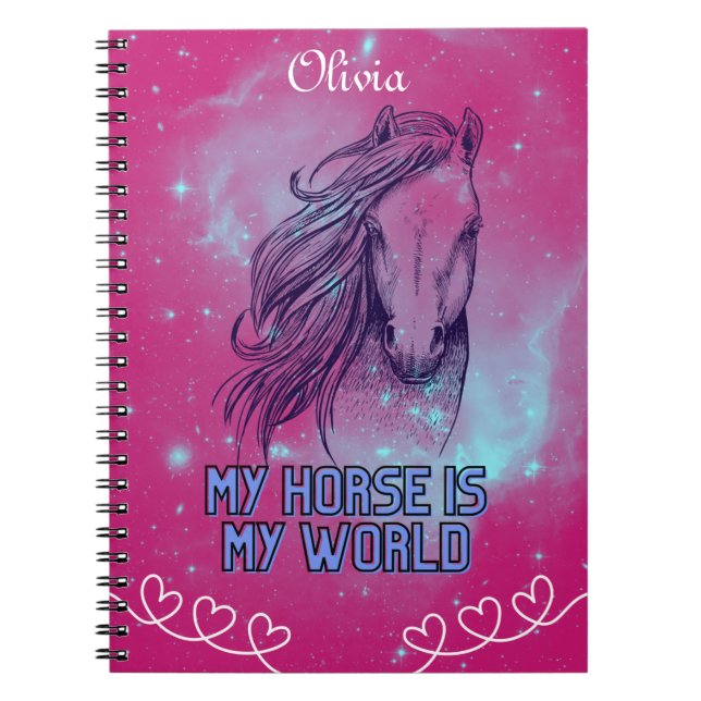 My Horse Is My World Magenta  Notebook (Front)