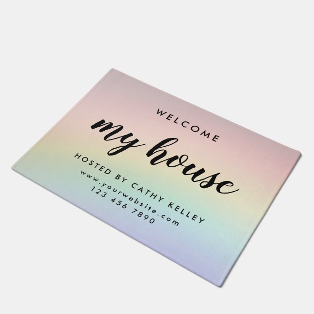 My House Real Estate Rainbow Realtor Doormat (Angled)