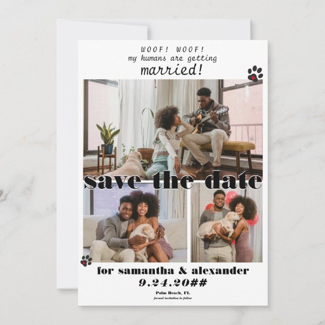 My Human Getting Married Photo Collage Dog Wedding Save The Date (Front)