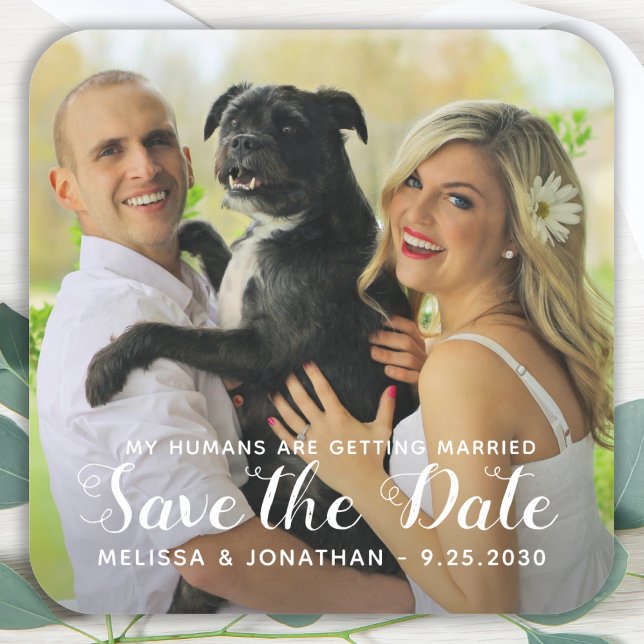 My Humans Are Getting Married Custom Dog Photo Square Sticker (Creator Uploaded)