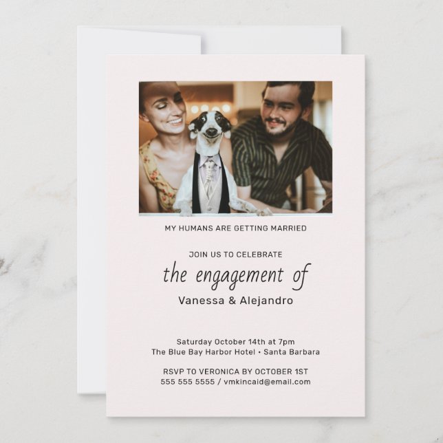 My Humans are Getting Married Pet Photo Engagement Invitation (Front)