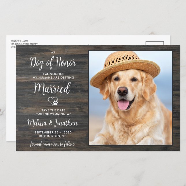 My Humans Are Getting Married Rustic Pet Wedding (Front/Back)
