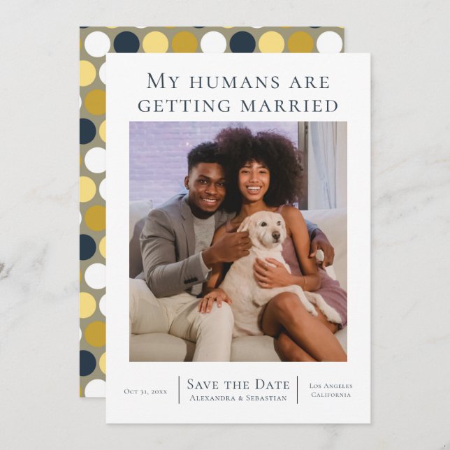 My Humans Are Getting Married Wedding Personalised Save The Date (Front/Back)