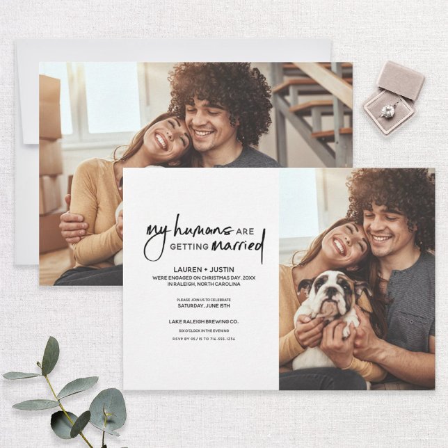 My Humans Getting Married 2 Photo Engagement Party Invitation (Creator Uploaded)