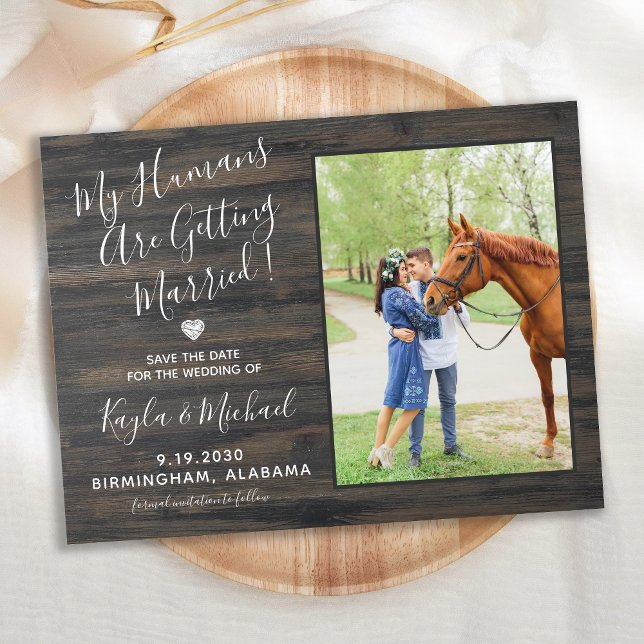 My Humans Getting Married Pet Photo Save The Date Announcement Postcard (Creator Uploaded)