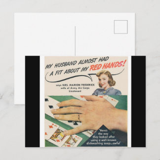 “My Husband Almost Had a Fit About My Red Hands!” Postcard