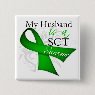 My Husband is a Stem Cell Transplant Survivor 15 Cm Square Badge