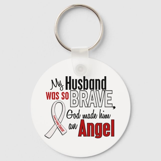 My Husband Is An Angel Lung Cancer Key Ring (Front)