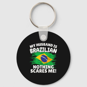 My Husband Is Brazilian Funny Brazil Flag Gift For Key Ring