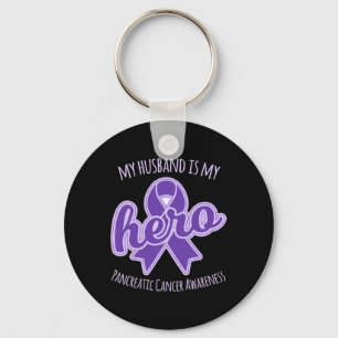 My Husband is my Hero Pancreatic Cancer Awareness Key Ring
