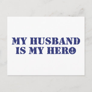 My husband is my hero postcard