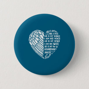 My husband my guardian angel i am his wife Artwork 6 Cm Round Badge