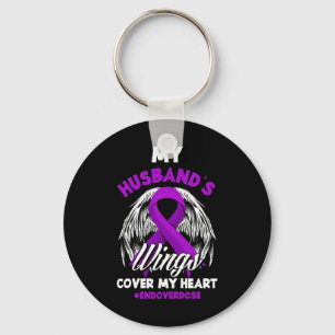 My Husband's Wings Cover My Heart End Overdose Key Ring