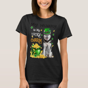 My Husky Is My Lucky Charm Cute Dog Patricks Day T-Shirt