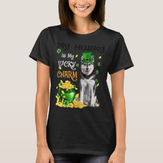 My Husky Is My Lucky Charm Cute Dog Patricks Day T-Shirt