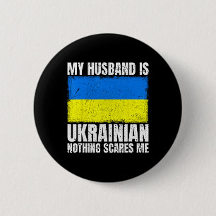 My Husnd Is Ukrainian Flag For Wife Ukraine Ukrain 6 Cm Round Badge