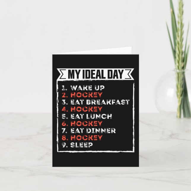 My Ideal Day Funny Hockey Birthday Gift Card (Front)