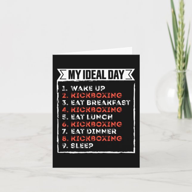 My Ideal Day Funny Kickboxing Birthday Gift Card (Front)