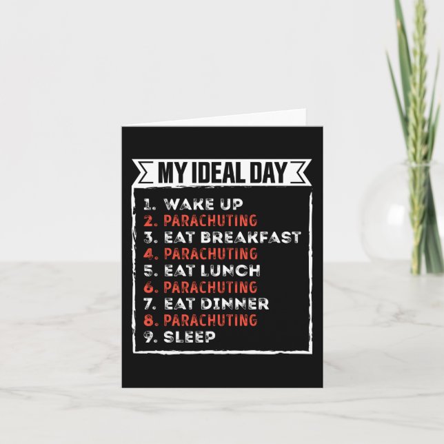 My Ideal Day Funny Parachuting Birthday Gift Card (Front)