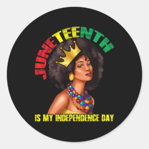 My Independence Day African Woman Melanin America Classic Round Sticker