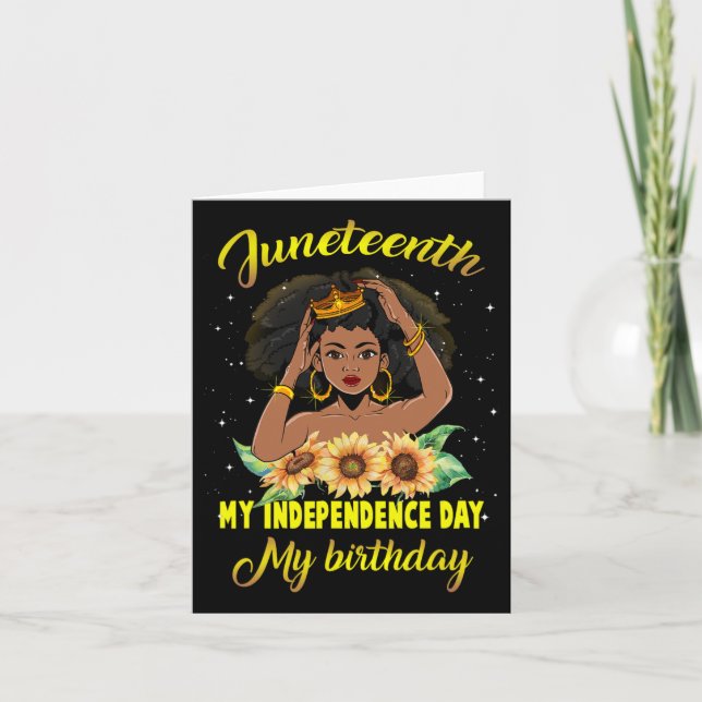 My Independence Day My Birthday Black Queen Girls  Card (Front)