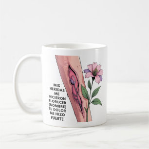 MY INJURIES MADE ME FLORECER (NAME) THE PAIN COFFEE MUG