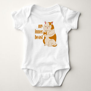 My inner beast lazy fat cat motivational quote baby bodysuit