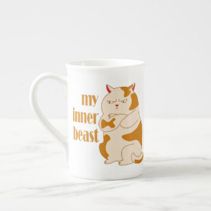 My inner beast lazy fat cat motivational quote bone china mug
