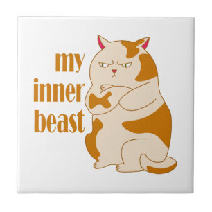 My inner beast lazy fat cat motivational quote ceramic tile