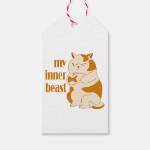 My inner beast lazy fat cat motivational quote gift tags