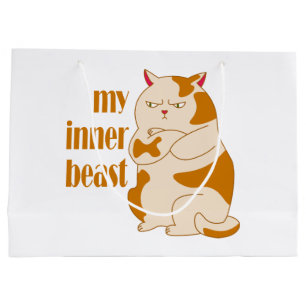 My inner beast lazy fat cat motivational quote large gift bag