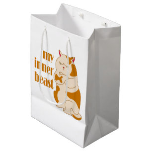 My inner beast lazy fat cat motivational quote medium gift bag