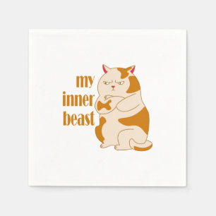 My inner beast lazy fat cat motivational quote napkin