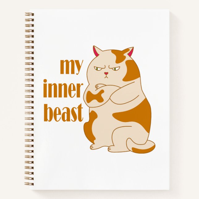 My inner beast lazy fat cat motivational quote notebook (Front)