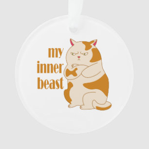 My inner beast lazy fat cat motivational quote ornament