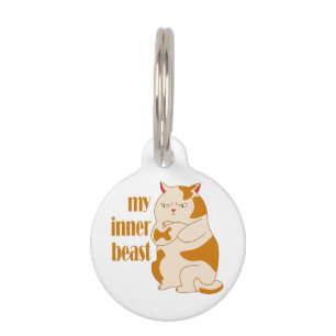 My inner beast lazy fat cat motivational quote pet tag