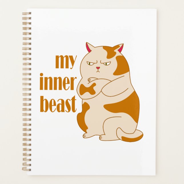 My inner beast lazy fat cat motivational quote planner (Front)