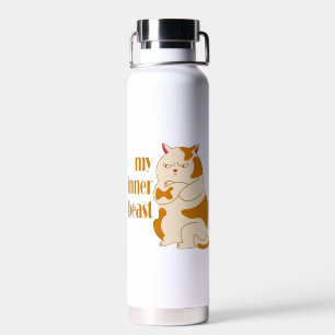 My inner beast lazy fat cat motivational quote water bottle